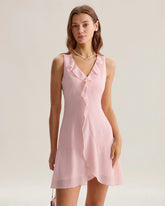 Pink Ruffle Sleeveless Mini Dress