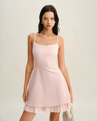 Pink Contrast A-Line Slip Mini Dress