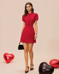 Red Petal Sleeve Mini Dress