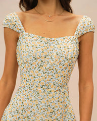 Yellow Floral Midi Dress