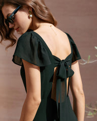 Black Sweetheart Neck Chiffon Maxi Dress