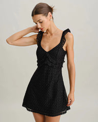 Black V Neck A-Line Slip Mini Dress