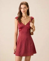 Red Polka Dot Satin Mini Dress