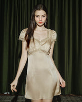 Apricot Square Neck Lace Mini Dress