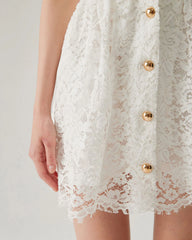 White Lace Collared Sleeveless Mini Dress