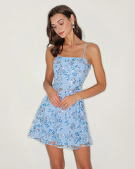 Blue Sequin Slip Mini Dress