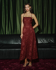 Brick Red X Cross Floral Maxi Dress