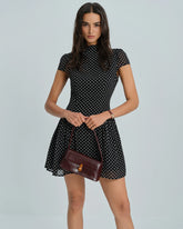 Black Polka Dot Chiffon Mini Dress