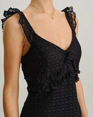 Black V Neck A-Line Slip Mini Dress