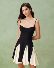 Black Contrast Slip Mini Dress