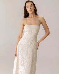 Apricot Jacquard Corset Slip Maxi Dress