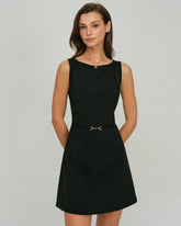 Black Belt A-Line Mini Dress