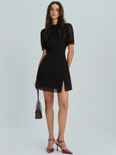 Black Mock Neck Mini Dress