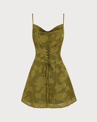 Green Floral Slip Mini Dress