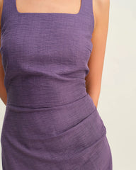 Purple Square Neck Slip Midi Dress