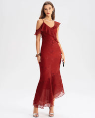 Red Tie Dye Mermaid Slip Maxi Dress