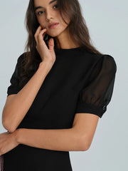 Black Mock Neck Mini Dress