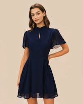 Blue Butterfly Sleeve Mini Dress