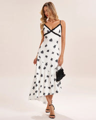 Apricot Floral Slip Midi Dress