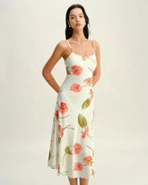 White Floral Slip Midi Dress
