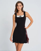 Black Contrasting Sweater Dress