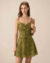Green Floral Slip Mini Dress