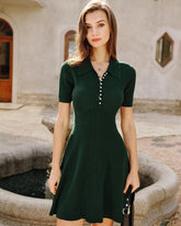 Green Collar Sweater Dress