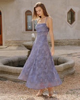 Blue Jacquard Slip Maxi Dress