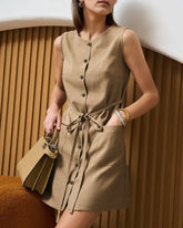 Khaki Button Mini Dress