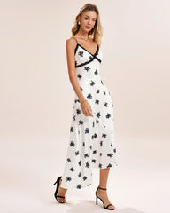 Apricot Floral Slip Midi Dress