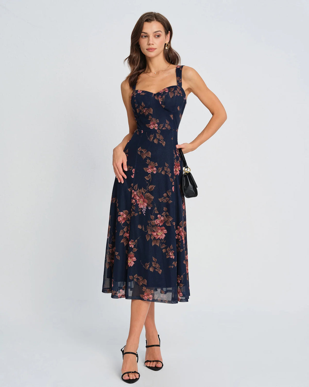 Blue Floral Slip Midi Dress