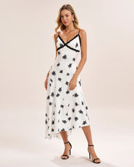 Apricot Floral Slip Midi Dress