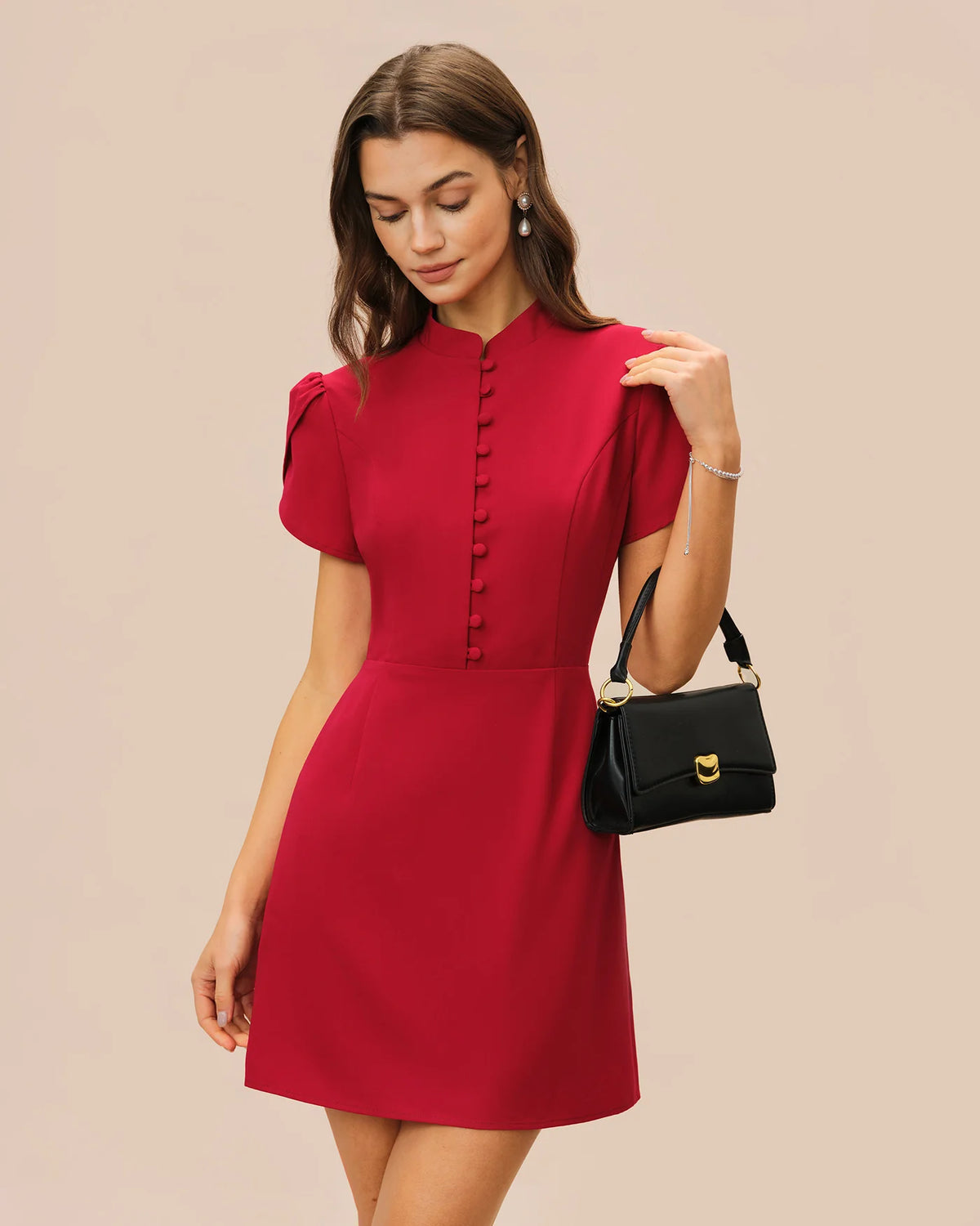 Red Petal Sleeve Mini Dress