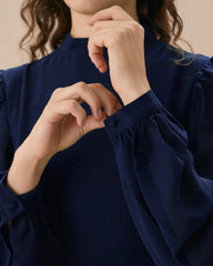 Blue Round Neck Tunic Mini Dress