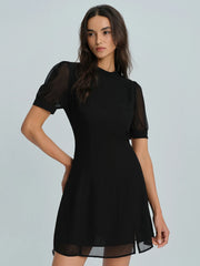Black Mock Neck Mini Dress