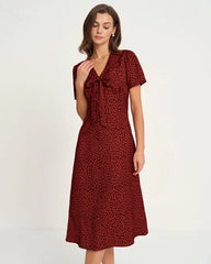 Red Floral Mermaid Midi Dress