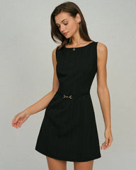 Black Belt A-Line Mini Dress