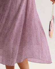 Purple Floral Square Neck Ruffle Slip Midi Dress