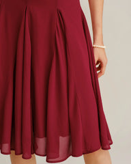 Red Chiffon A-Line Slip Midi Dress