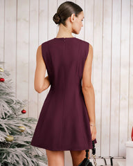Purple Round Neck Sleeveless Mini Dress