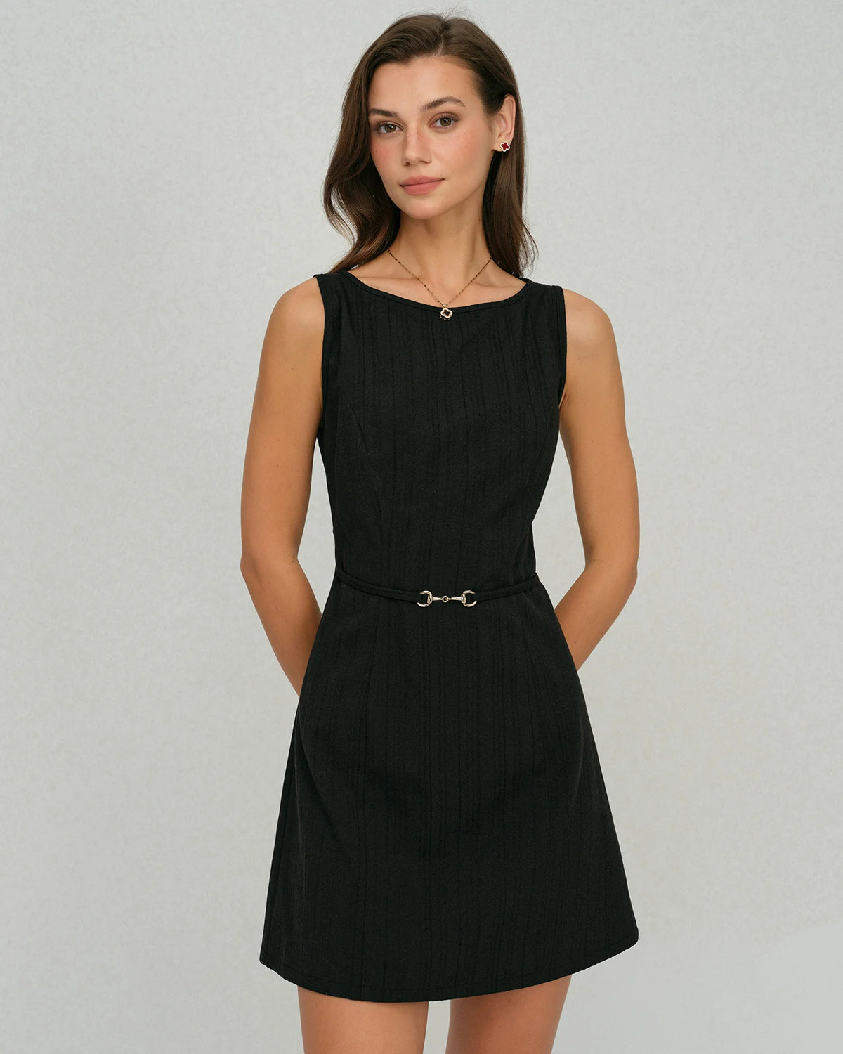 Black Belt A-Line Mini Dress