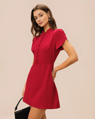 Red Petal Sleeve Mini Dress