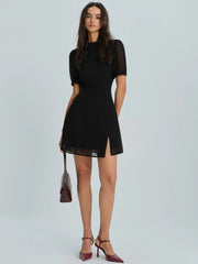 Black Mock Neck Mini Dress
