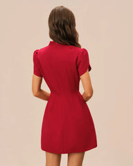 Red Petal Sleeve Mini Dress