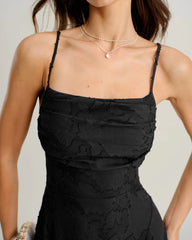 Black Jacquard Slip Maxi Dress