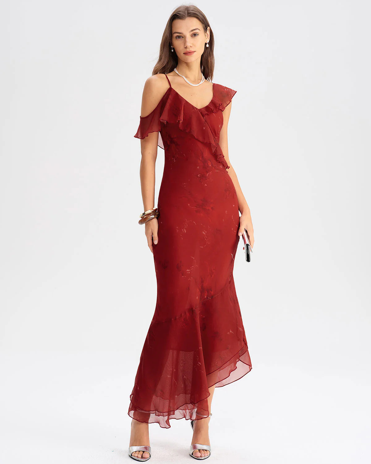 Red Tie Dye Mermaid Slip Maxi Dress