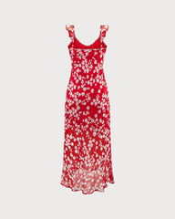 Red Floral Sleeveless Maxi Dress