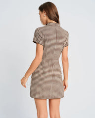 Brown Plaid A-Line Mini Dress