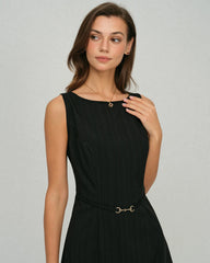 Black Belt A-Line Mini Dress