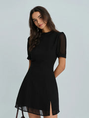 Black Mock Neck Mini Dress